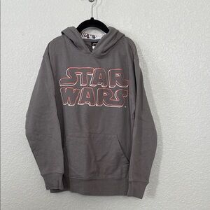 Star Wars boys Gray Hoodie with Orange and white Logo size small